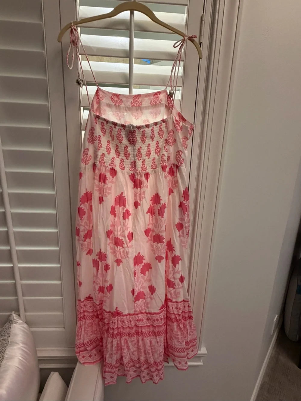 Oliphant White and Pink Floral Tie-Shoulder Maxi Dress - Picture 4 of 5